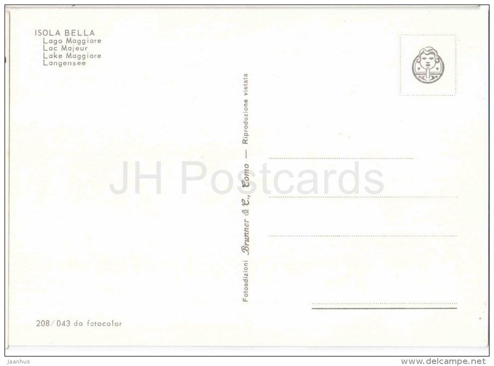 swan - Isola Bella - Lago Maggiore - Piemonte - 208/043 - Italy - Italia - unused - JH Postcards
