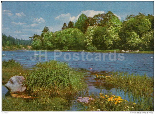 spring-time on the bank of the river Ogre - Ogre - old postcard - Latvia USSR - unused - JH Postcards