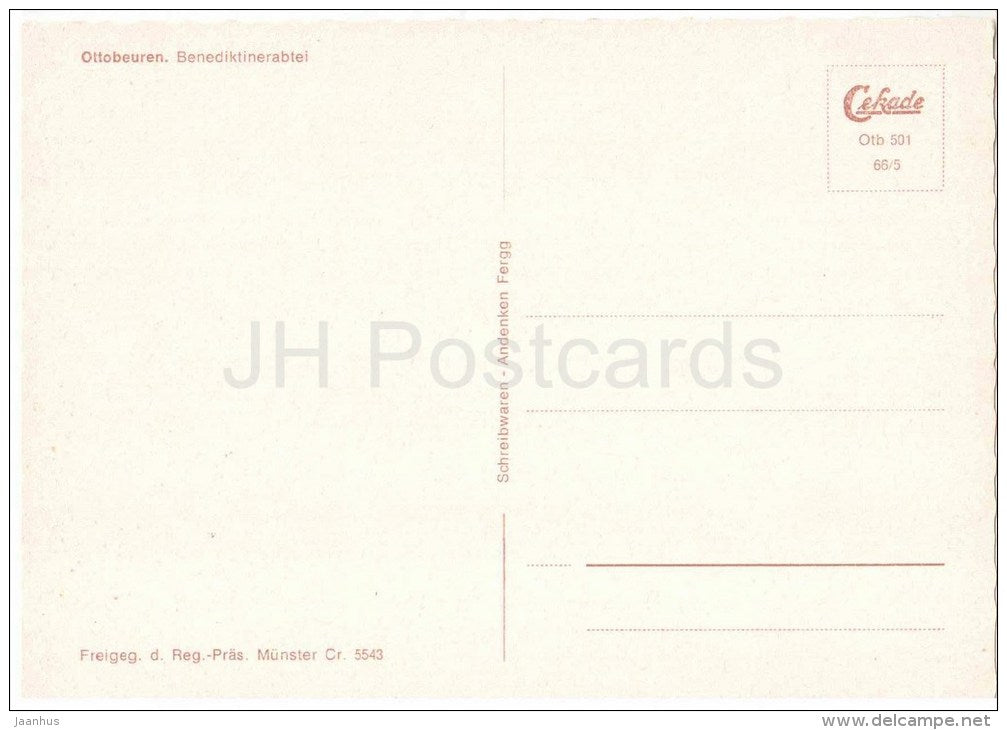 Ottobeuren - Benediktinerabtei - Otb 501 - abbey - Germany - ungelaufen - JH Postcards