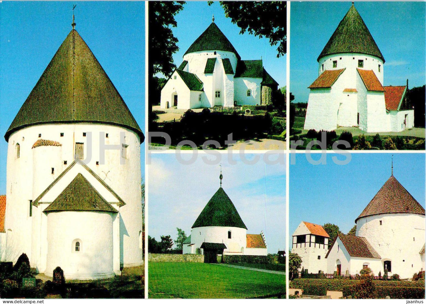 Bornholm - Osterlars - Sct Ols - Olsker - Ny - Nylars kirke - church - multiview - ruins - 123 - Denmark - unused - JH Postcards