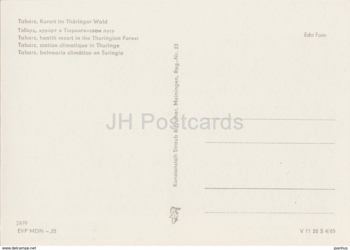 Tabarz Health Resort in the Thuringian Forest - REISEBÜRO - 1964 - DDR - Germany - unused - JH Postcards