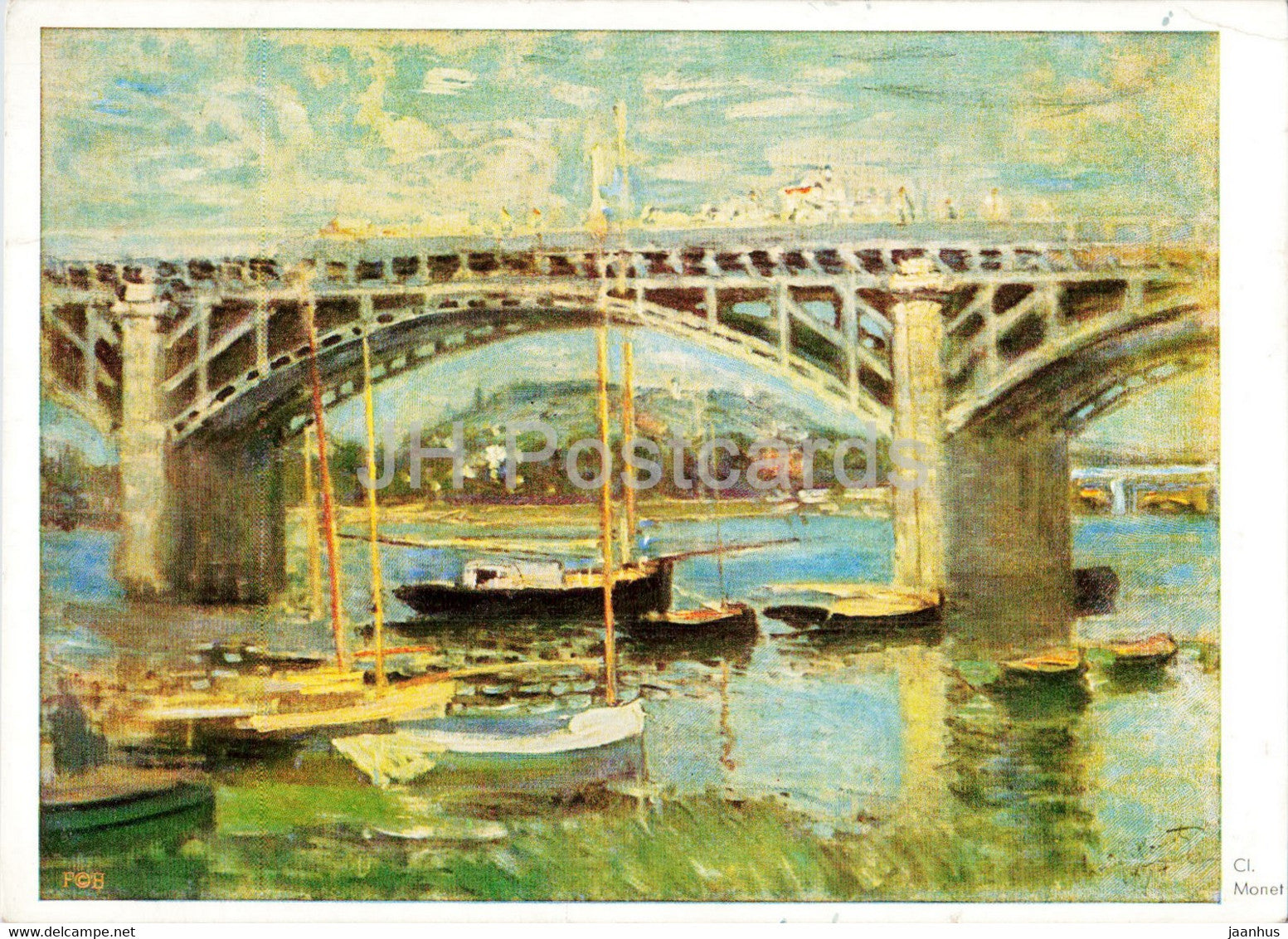 painting by Claude Monet - Seinebrucke von Argenteuil - bridge - French art - old postcard - Germany - used - JH Postcards