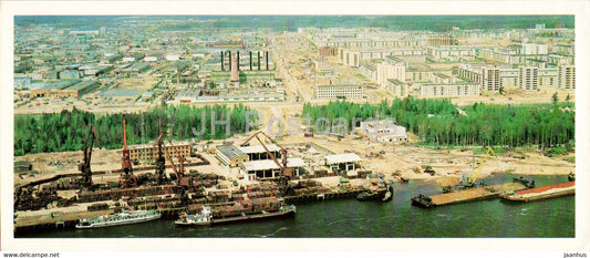 Nizhnevartovsk - Ob river - ship - Oil Industry - Siberia - 1982 - Russia USSR - unused - JH Postcards