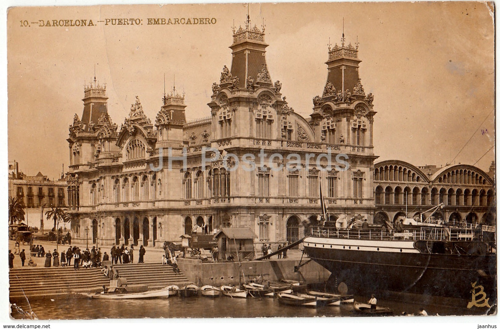 Barcelona - Puerto Embarcadero - ship - port - old postcard - 1910 - Spain - used - JH Postcards