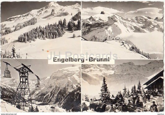 Engelberg - Brunni - multiview - cable car - ski resort - 102 - Switzerland - old postcard - 1961 - used - JH Postcards