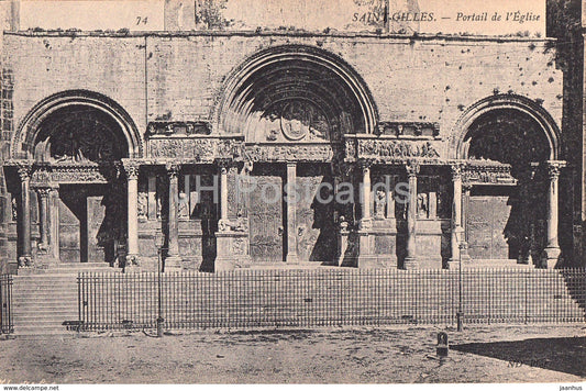 Saint Gilles - Portail de l'Eglise - church - 74 - old postcard - France - unused - JH Postcards