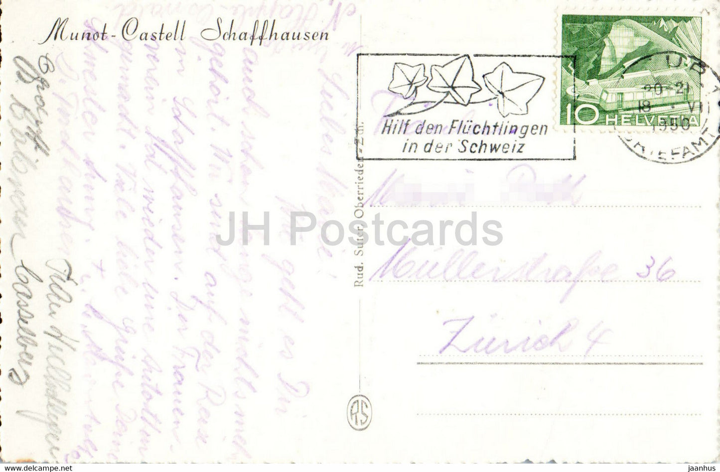 Munot Castell - Schaffhausen - 4134 - 1950 - alte Postkarte - Schweiz - gebraucht