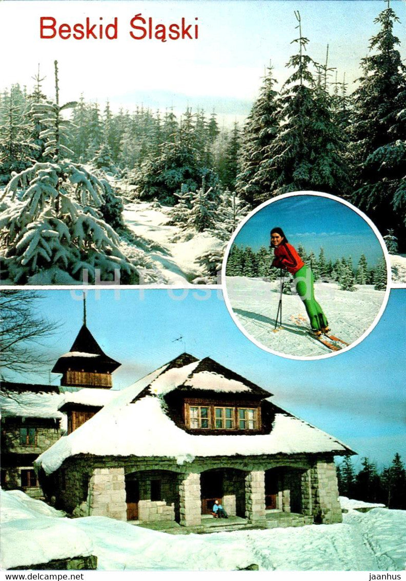 Beskid Slaski - Krajobraz zimowy - Schronisko PTTK na Szyndzielni - Winter landscape - 1979 - multiview - Poland - used - JH Postcards