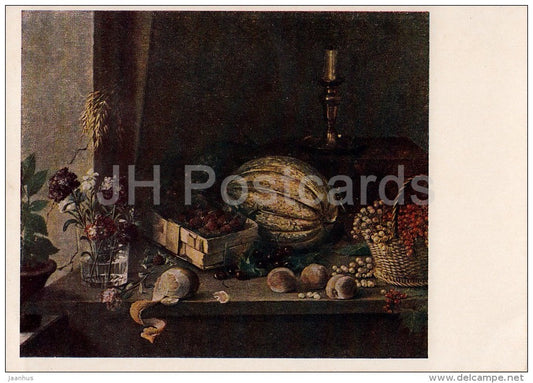 painting by I. Khrutsky - Fruits and Flowers , 1850 - Russian art - 1954 - Russia USSR - unused - JH Postcards