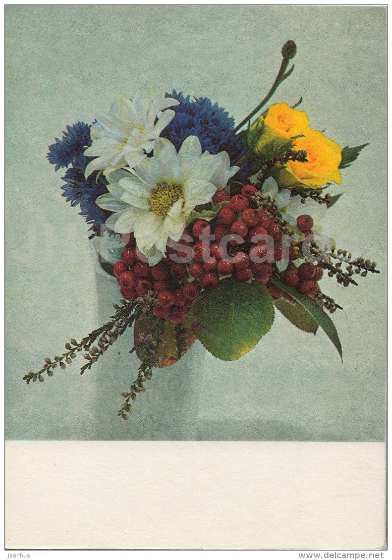 Flowers for Mother - flowers - compositions - 1987 - Estonia USSR - used - JH Postcards