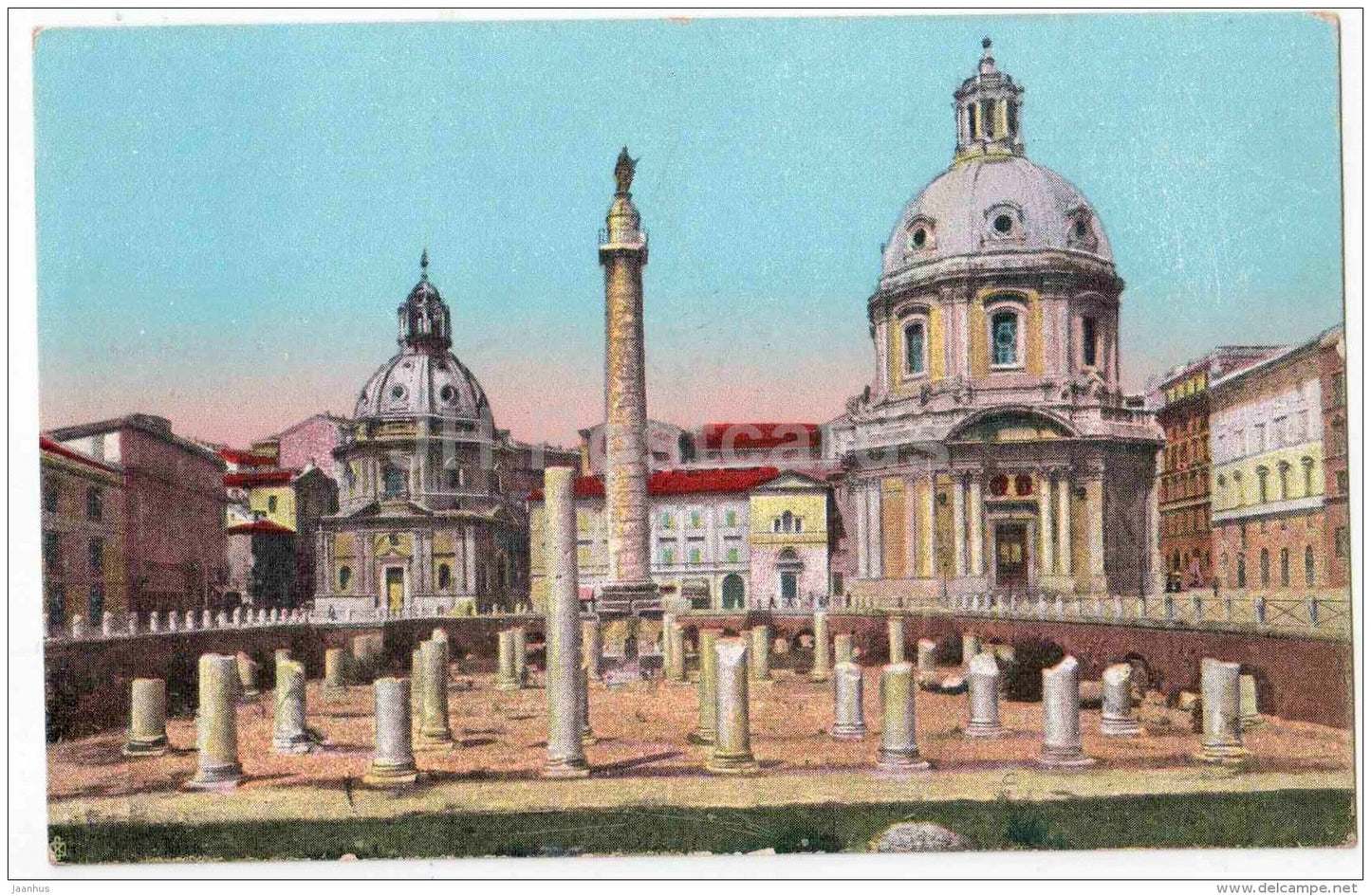 Foro e Colonna Traiana - Forum and Trajan's column - Roma - Italy - sent from Italy to Estonia Tartu 1926 - JH Postcards