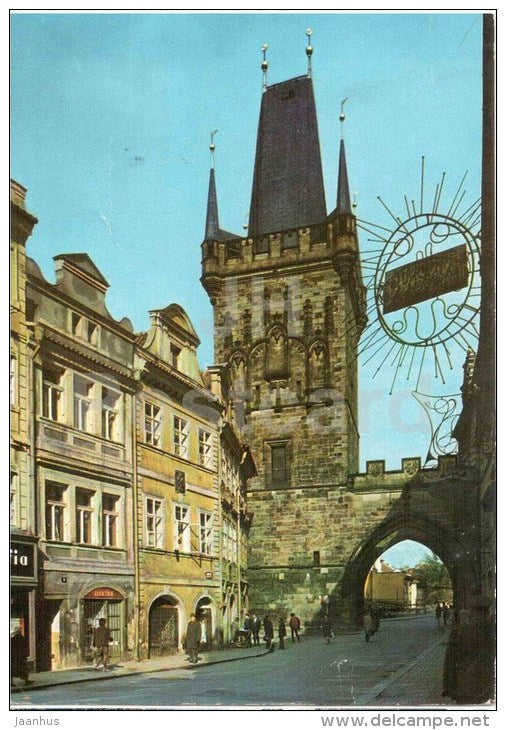 Praha - Prague - Larger tower of Charles Bridge in Lesser Town - Czechoslovakia - Czech Republic - used 1981 - JH Postcards