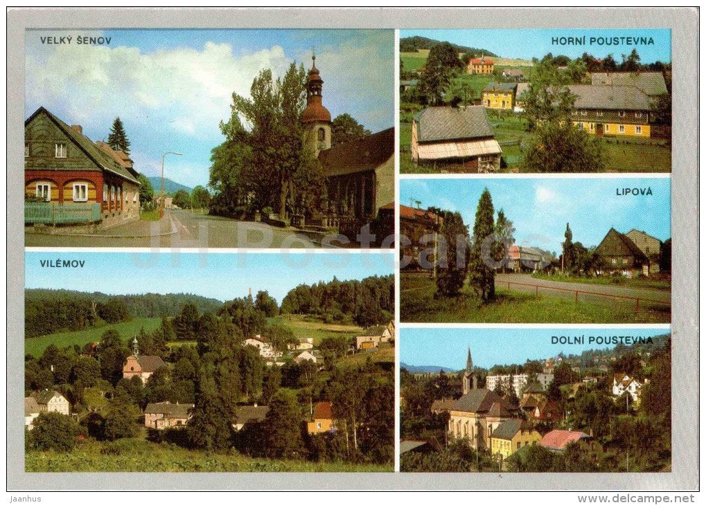 Velky Senov - Vilemov - Horni Poustevna - Lipova - Dolni Poustevna - Czechoslovakia - Czech - used - JH Postcards