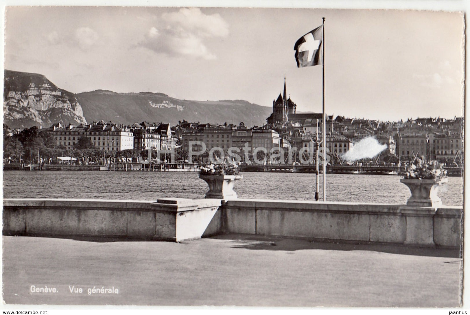 Geneve - Geneva - Vue Generale - flag - 213 - Switzerland - old postcard - unused - JH Postcards