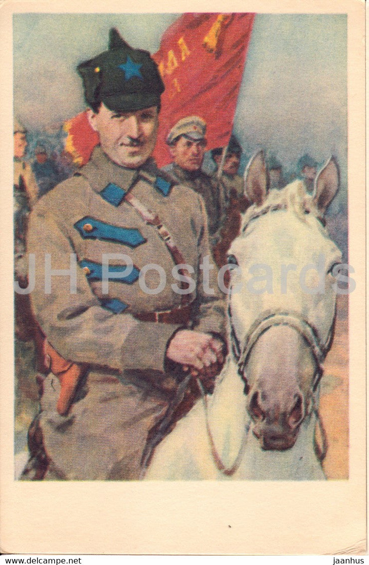 Heroes of the Russian Civil War - Guy Dmitrievich Guy - Bzhishkian - horse - illustration - 1969 - Russia USSR - unused - JH Postcards