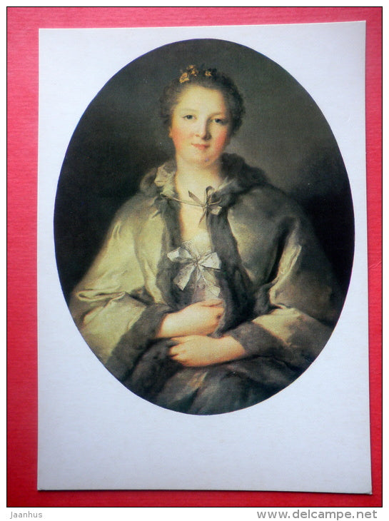 painting by Jean-Marc Nattier - Portrait of a Lady in Gray - french art - unused - JH Postcards