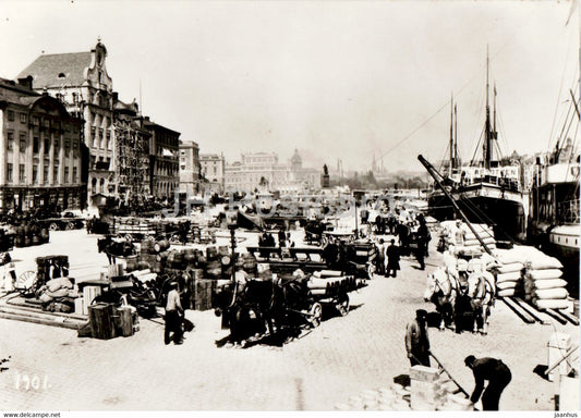 Stockholm - Skeppsbron 1901 - Stockholm's Waterfront - ship - OLD POSTCARD REPRODUCTION - Sweden - unused - JH Postcards