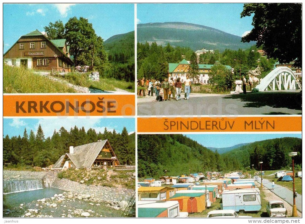 Krkonose - Spindleruv Mlyn - Jeleni hut - restaurant Myslivna - camping area - Czechoslovakia - Czech - used 1985 - JH Postcards