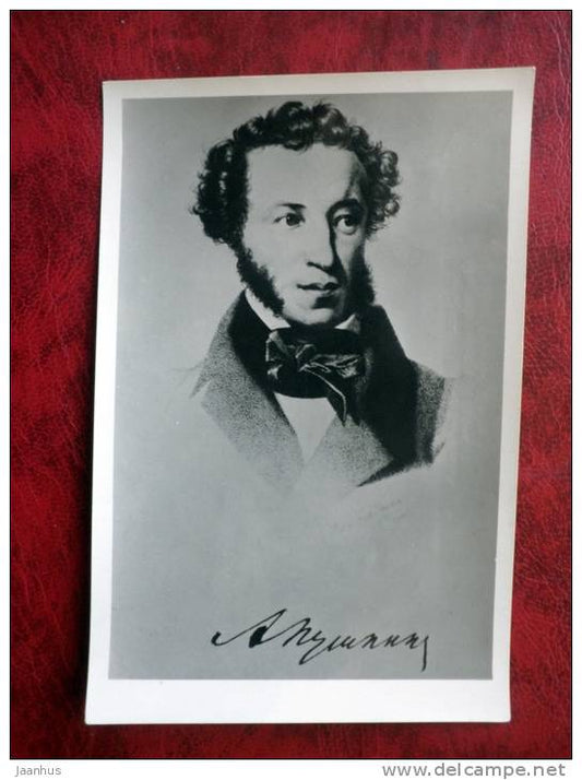 A.S. Pushkin - writer- poet - engraving by T. Wright 1837 - 1958 - Russia - USSR - unused - JH Postcards