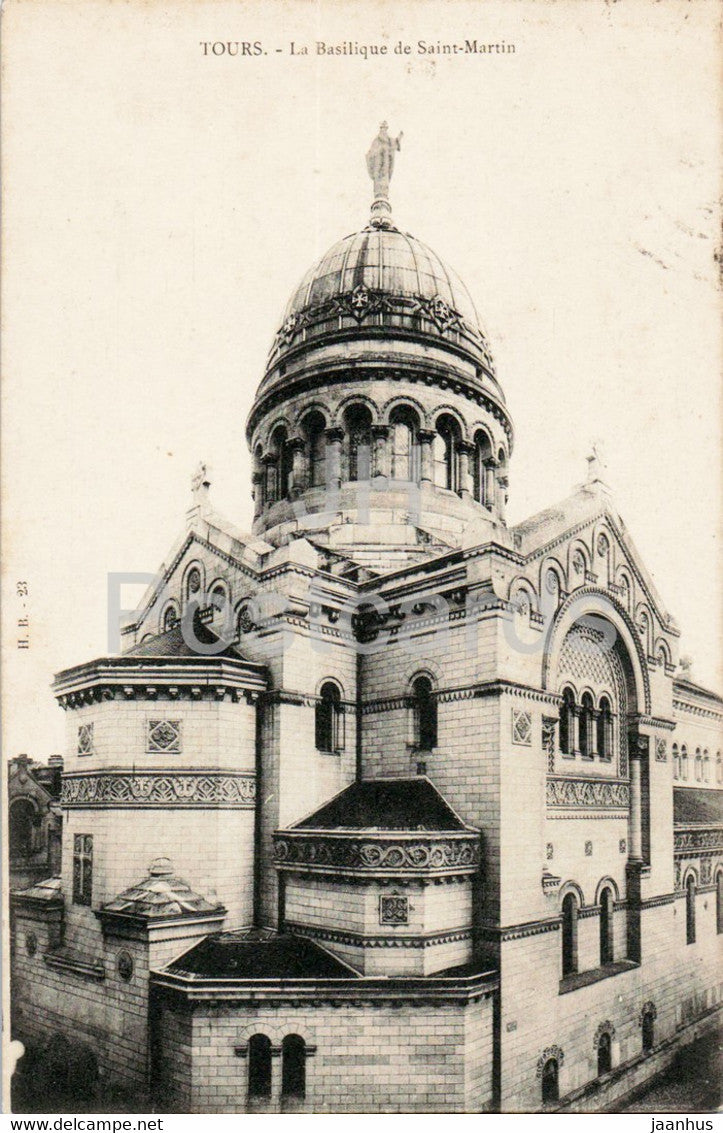 Tours - La Basilique de Saint Martin - cathedral - old postcard - 1905 - France - used - JH Postcards