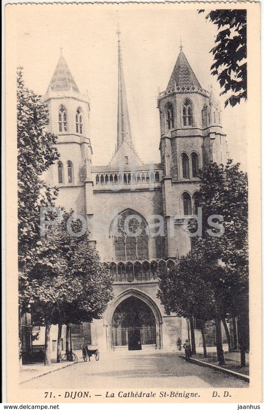 Dijon - La Cathedrale St Benigne - cathedral - 71 - old postcard - France - unused - JH Postcards