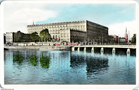 Stockholm - Kungl Slottet - The Royal Palace - bridge - old postcard - 1953 - Sweden - used - JH Postcards