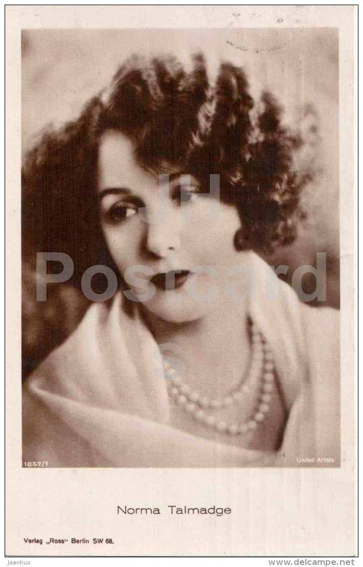 Norma Talmadge - movie actress - Ross verlag - 1857/1 - circulated in Latvia Riga 1928 - JH Postcards