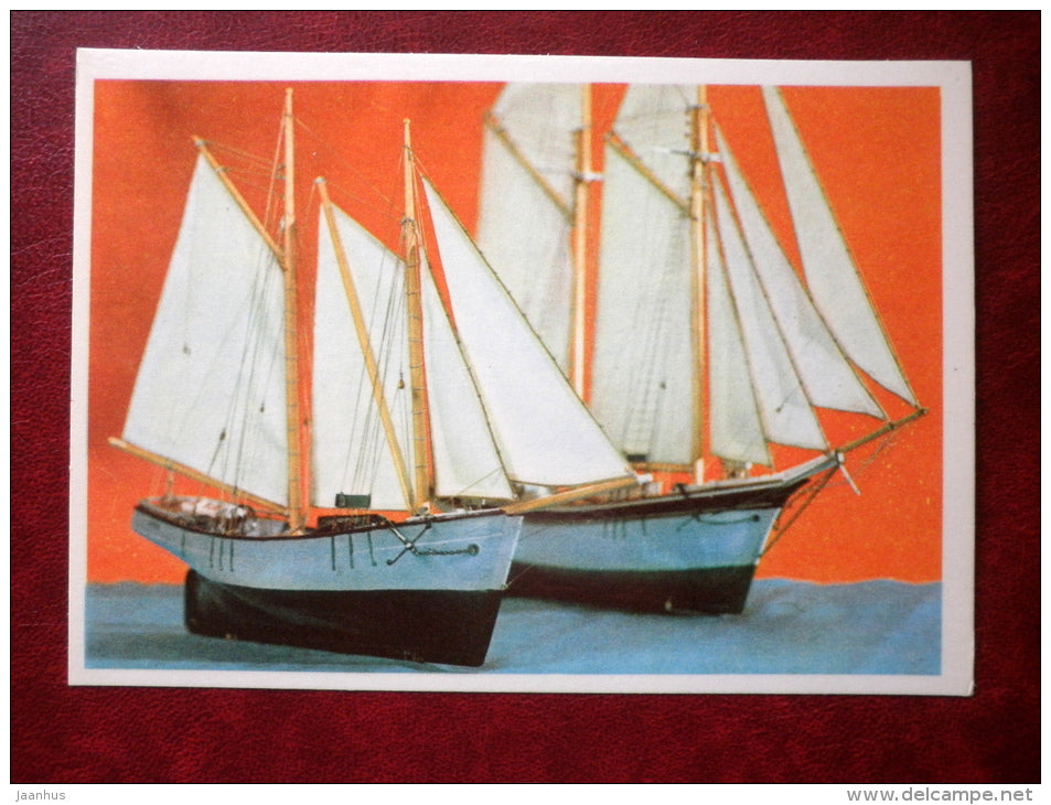 the schooners Dolphin and Leas - model ship - 1979 - Estonia USSR - unused - JH Postcards