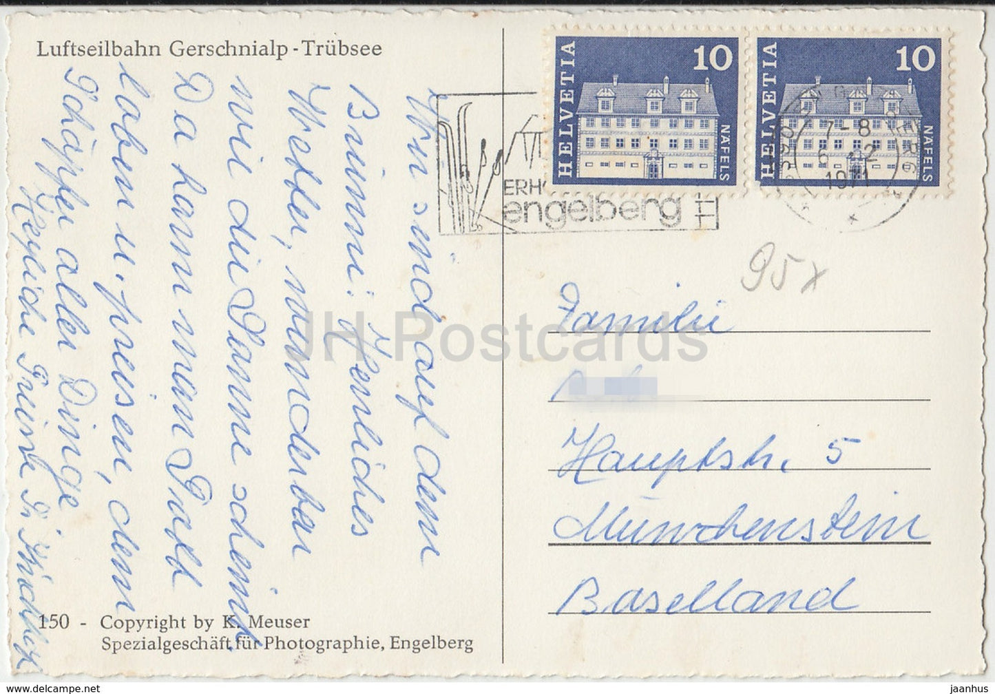 Luftseilbahn Gerschnialp - Trubesee - cable car - 150 - Switzerland - old postcard - 1971 - used