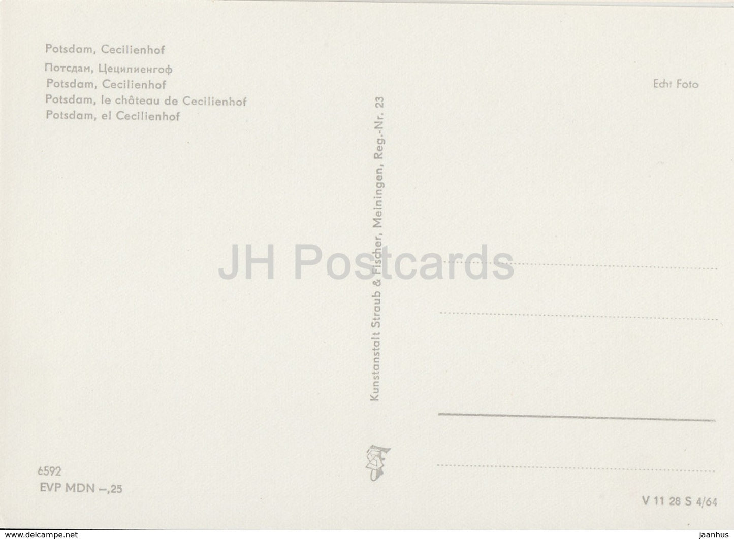 Potsdam - Cecilienhof - REISEBÜRO - 1964 - DDR - Germany - unused - JH Postcards