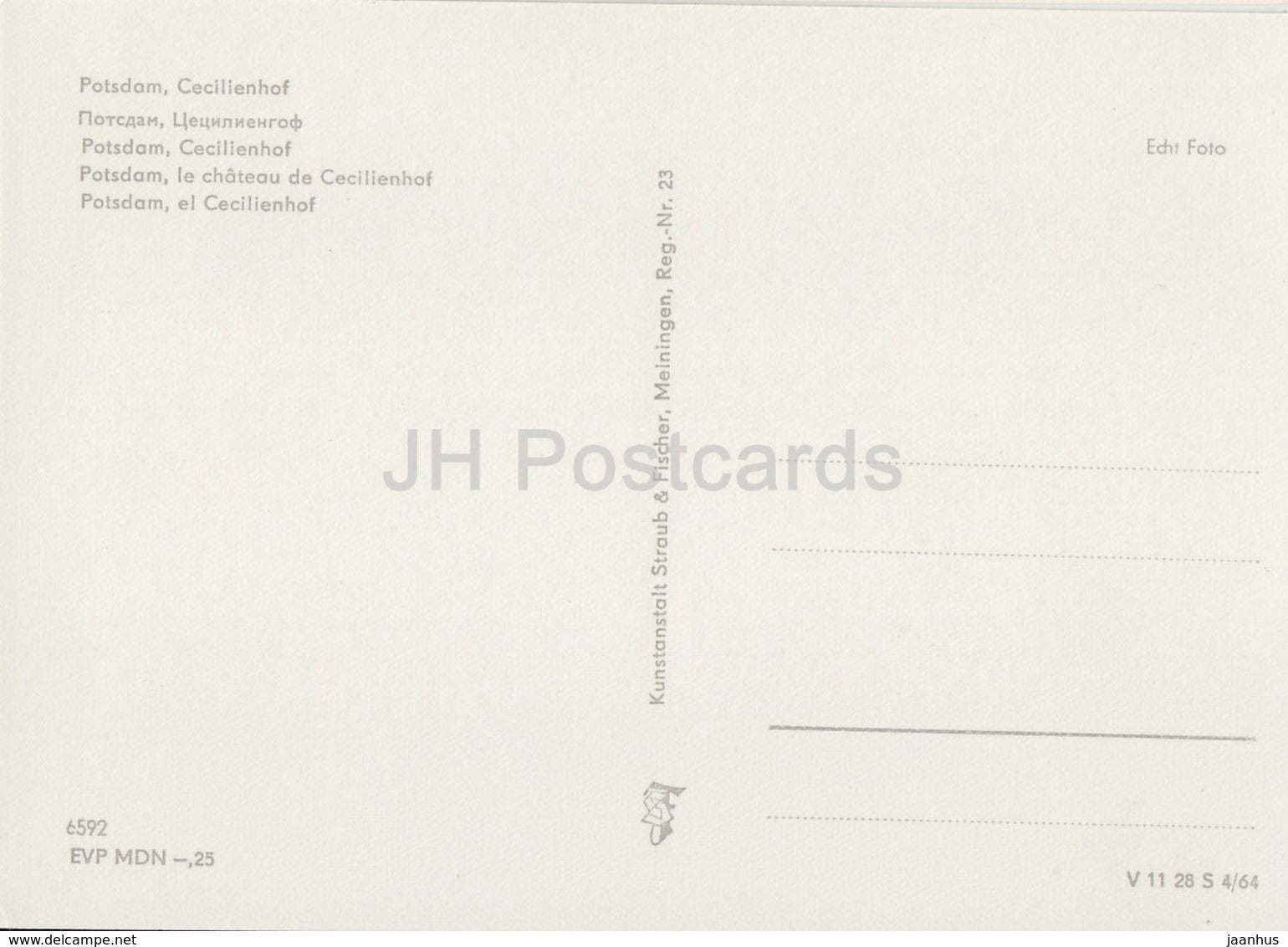 Potsdam - Cecilienhof - REISEBÜRO - 1964 - DDR - Germany - unused - JH Postcards