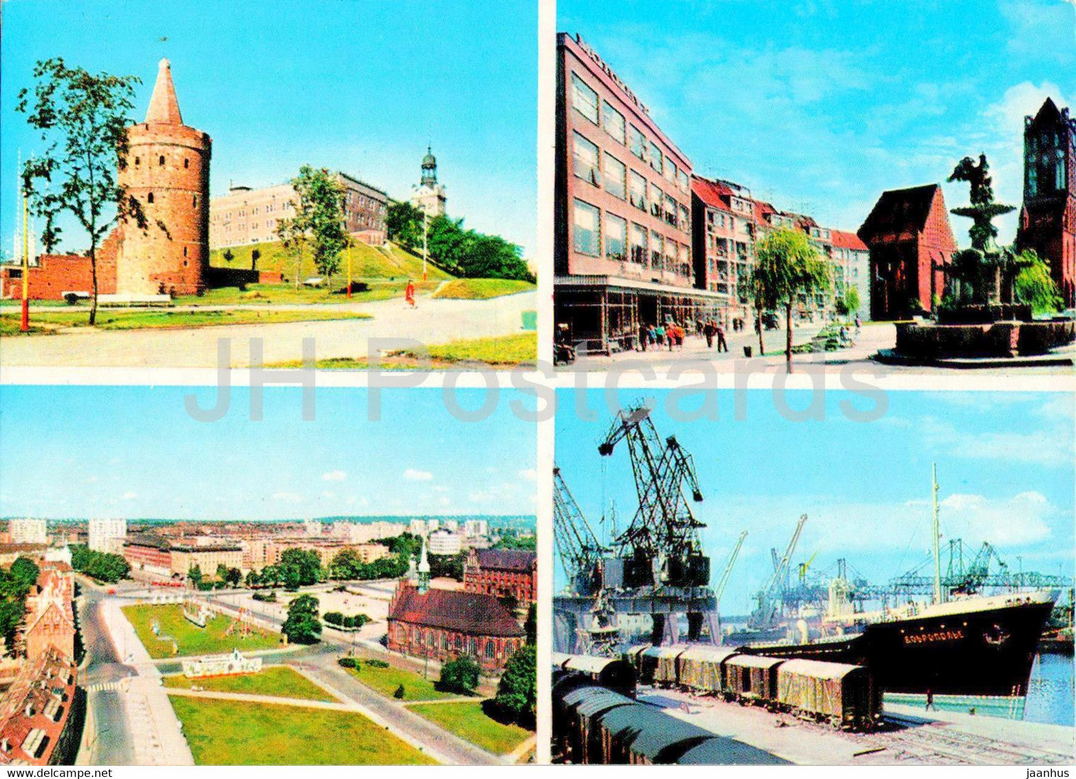 Szczecin - zamek Ksiazat Pomorskich - panorama - Plac Orla Bialego - port - ship - multiview - Poland - unused - JH Postcards