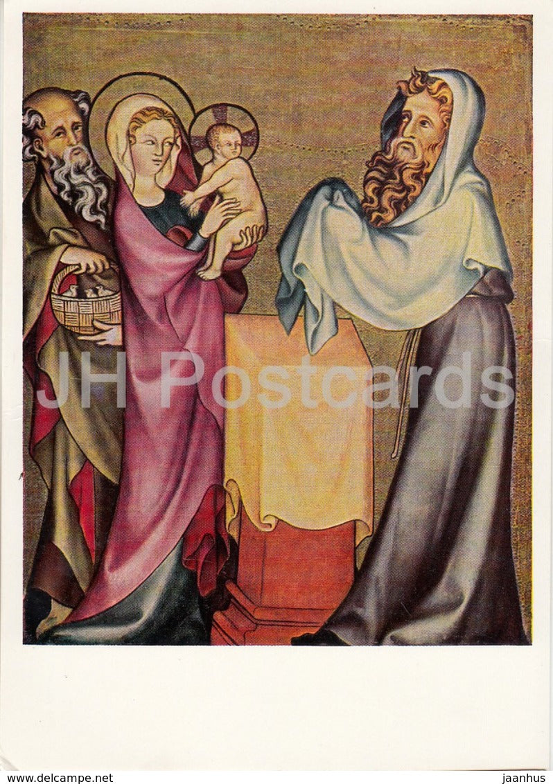 painting by Kolner Meister - Die Darstellung im Tempel - The Presentation - German art - Germany DDR - used - JH Postcards