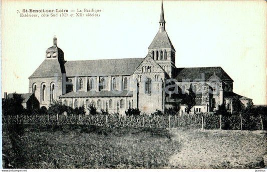 St Benoit sur Loire - La Basilique - Exterieur cote Sud - cathedral - 7 - old postcard - France - unused - JH Postcards