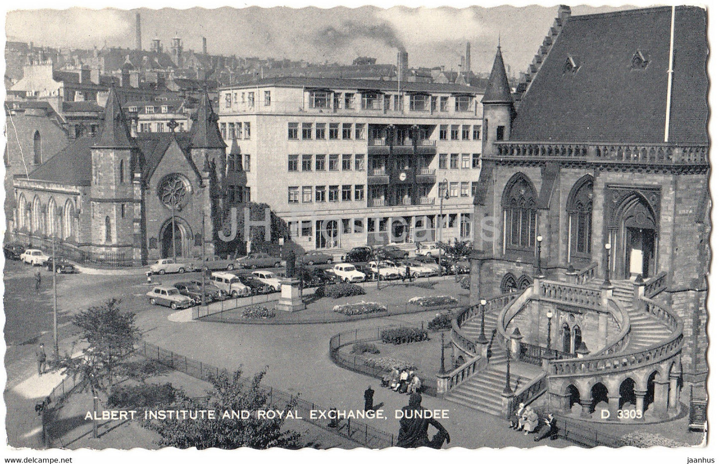 Albert Institute and Royal Exchange - Dundee - 1961 - old postcard - United Kingdom - Scotland - used - JH Postcards