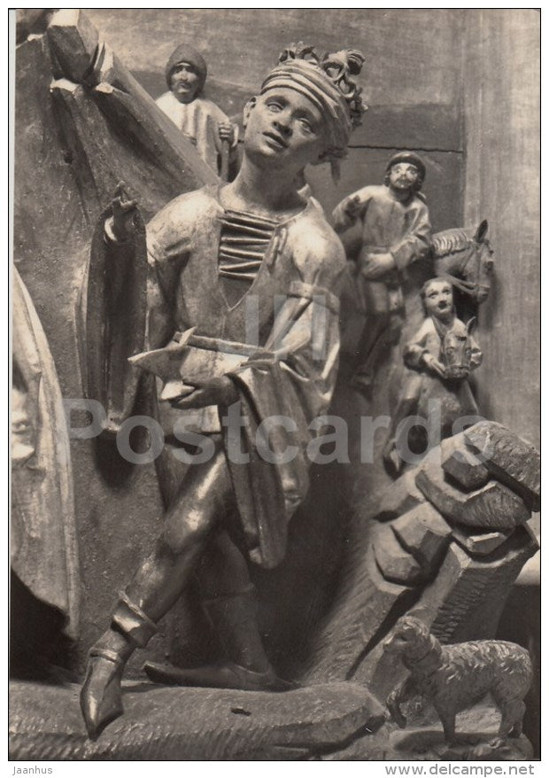 Birth of the Holy Virgin Altar , Bardejov , detail - Gothic Sculpture of Slovakia - 1967 - Czechoslovakia - unused - JH Postcards