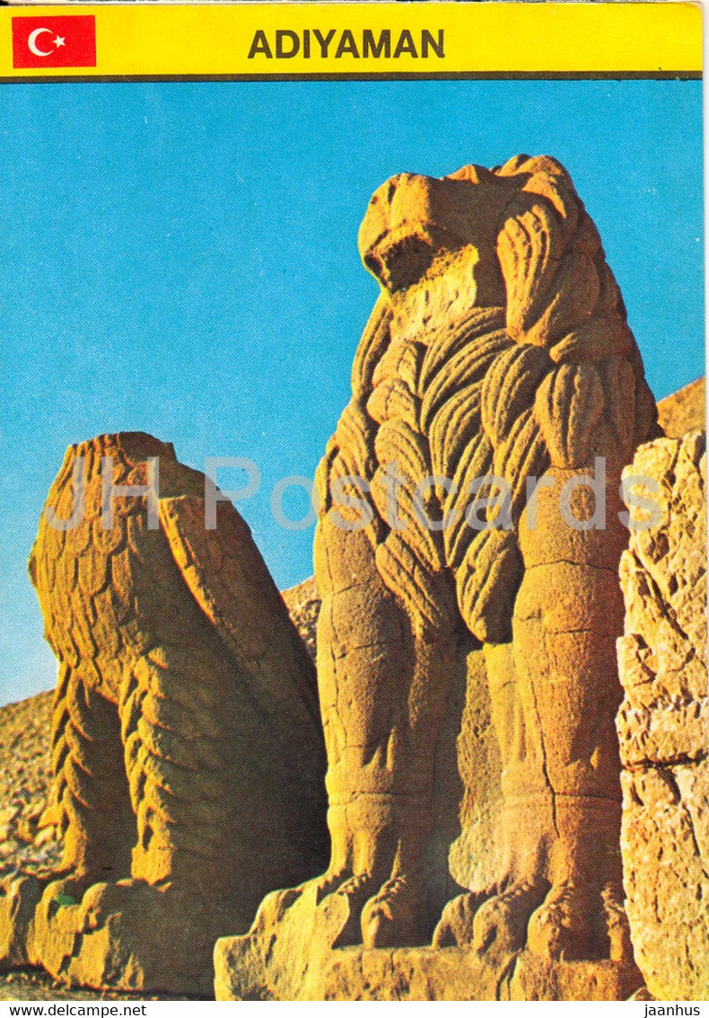 Adiyaman - Nemrut - Ancient sculpture - 1 - hotel Uyanik - lion - 1984 - Turkey - used - JH Postcards