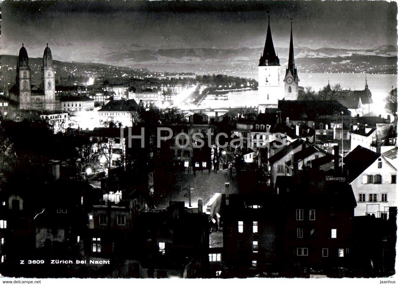 Zurich bei Nacht - 3609 - 1954 - old postcard - Switzerland - used - JH Postcards