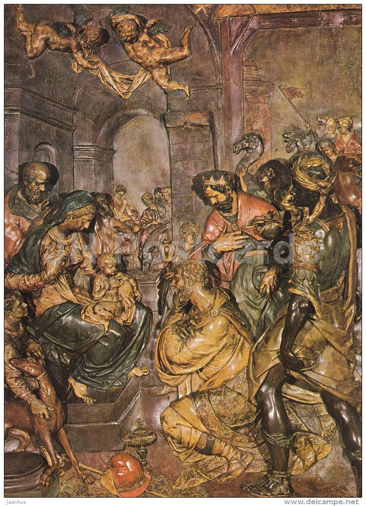 painting by Adriaen de Vries - The Adoration of the Magi , 1602 - Dutch art - large format card - Czech - unused - JH Postcards