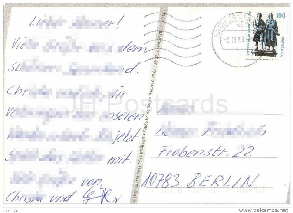 Am Kahlen Asten - Germany - 1999 gelaufen - JH Postcards