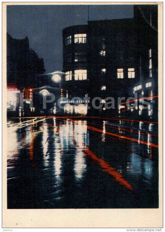 Lenin street at night - Riga - 1961 - Latvia USSR - unused - JH Postcards