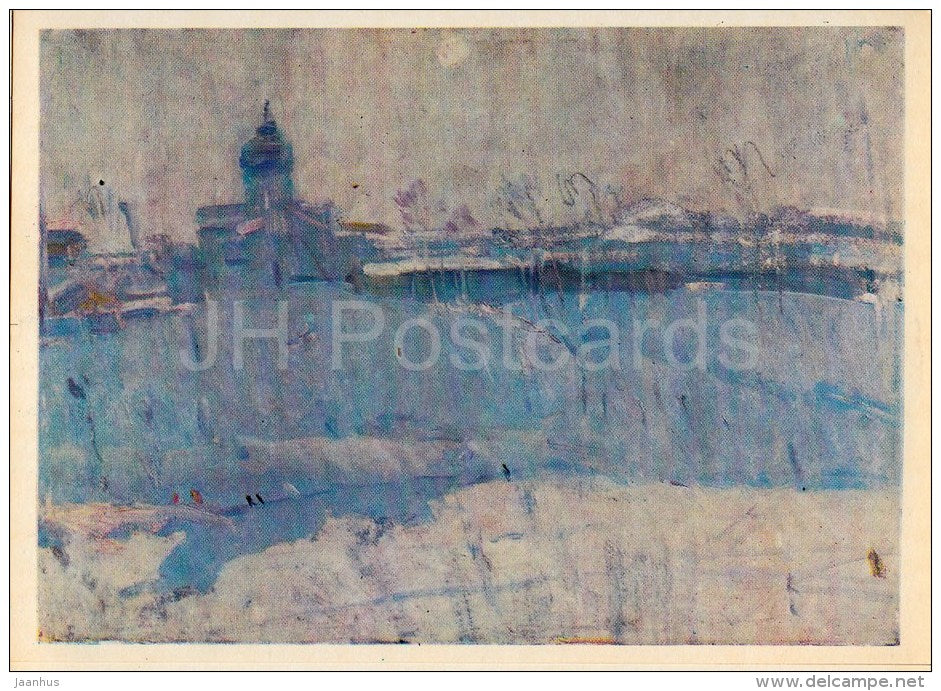 painting by A. Dubinchik - Winter Pskov - Russian art - 1977 - Russia USSR - unused - JH Postcards