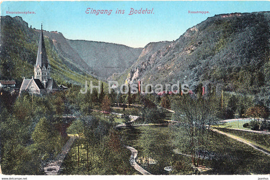 Eingang in Bodetal - Hexentanzplatz - Rosstrappe - old postcard - 1911 - Germany - used - JH Postcards