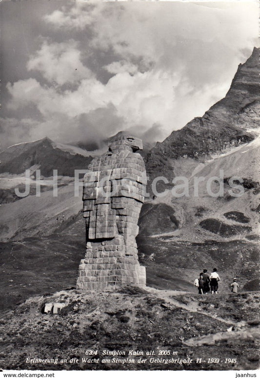 Simplon Kulm alt 2005 m - Erinnerung an die Wacht am Simplon der Gebirgsbrigade - 6204 - 1966 - Switzerland - used - JH Postcards