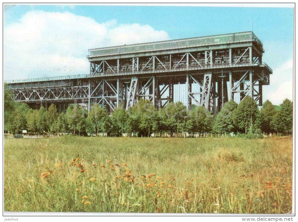 Niederfinow über Eberswalde - Schiffshebewerk - tractor - Germany - 1977 gelaufen - JH Postcards