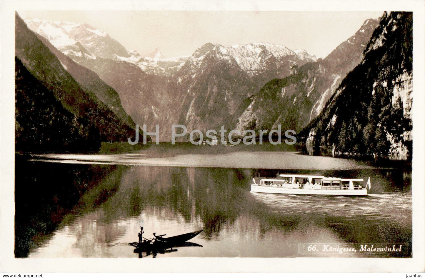 Konigssee Malerwinkel - boat - 66 - old postcard - Germany - unused - JH Postcards