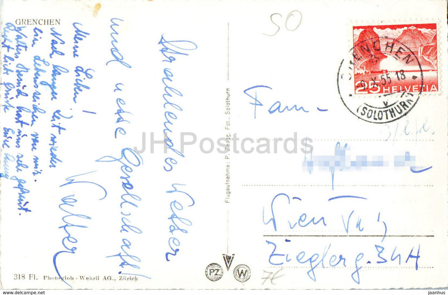 Grenchen – 1955 – alte Postkarte – Schweiz – gebraucht