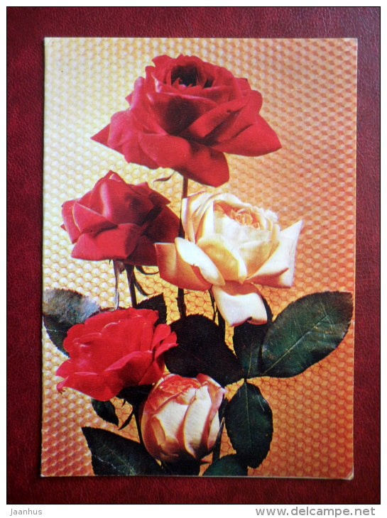 telegram - roses - flowers - 1975 - Russia USSR - used - JH Postcards