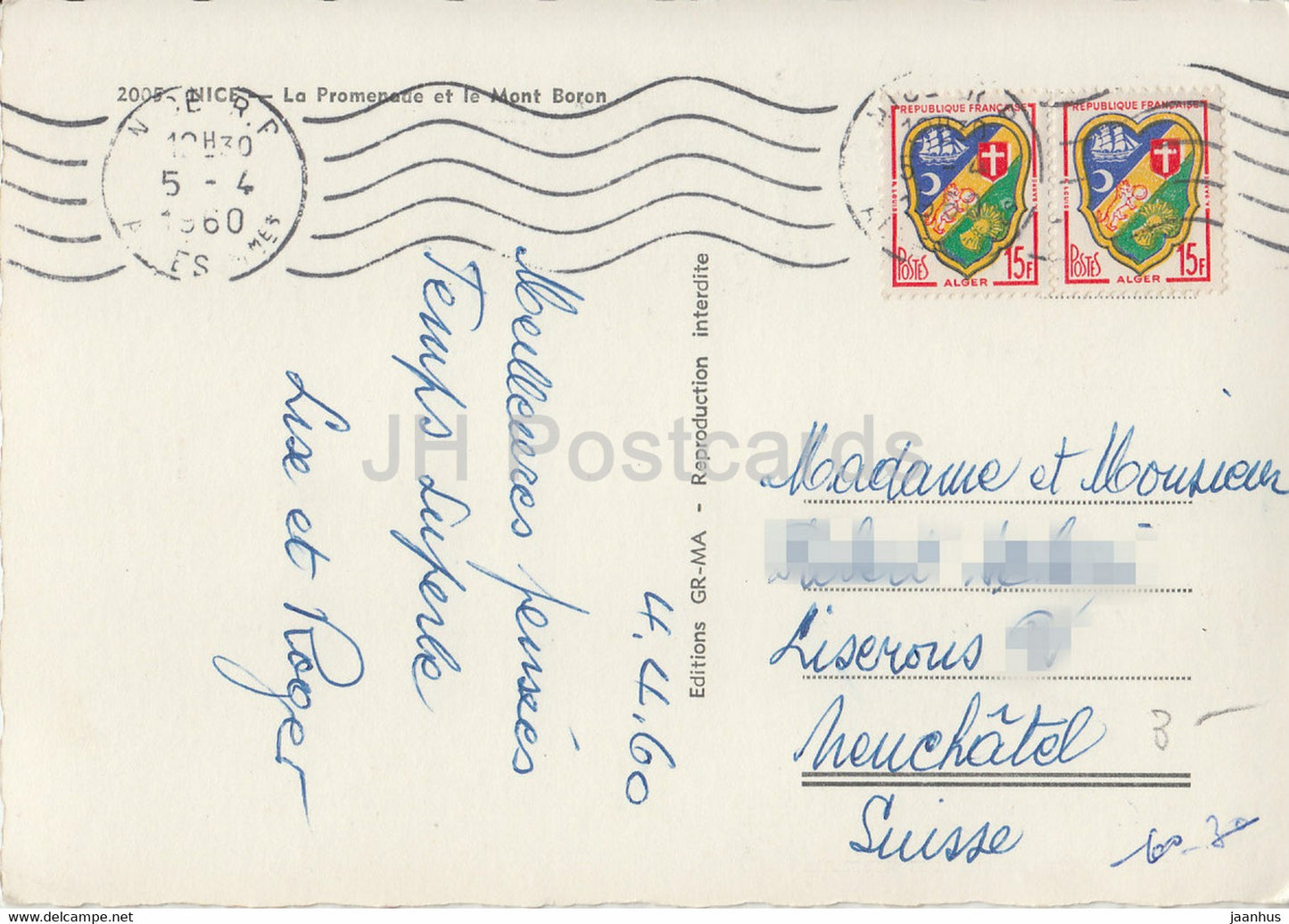 Nizza – La Promenade et le Mont Boron – Auto – 1960 – Frankreich – gebraucht