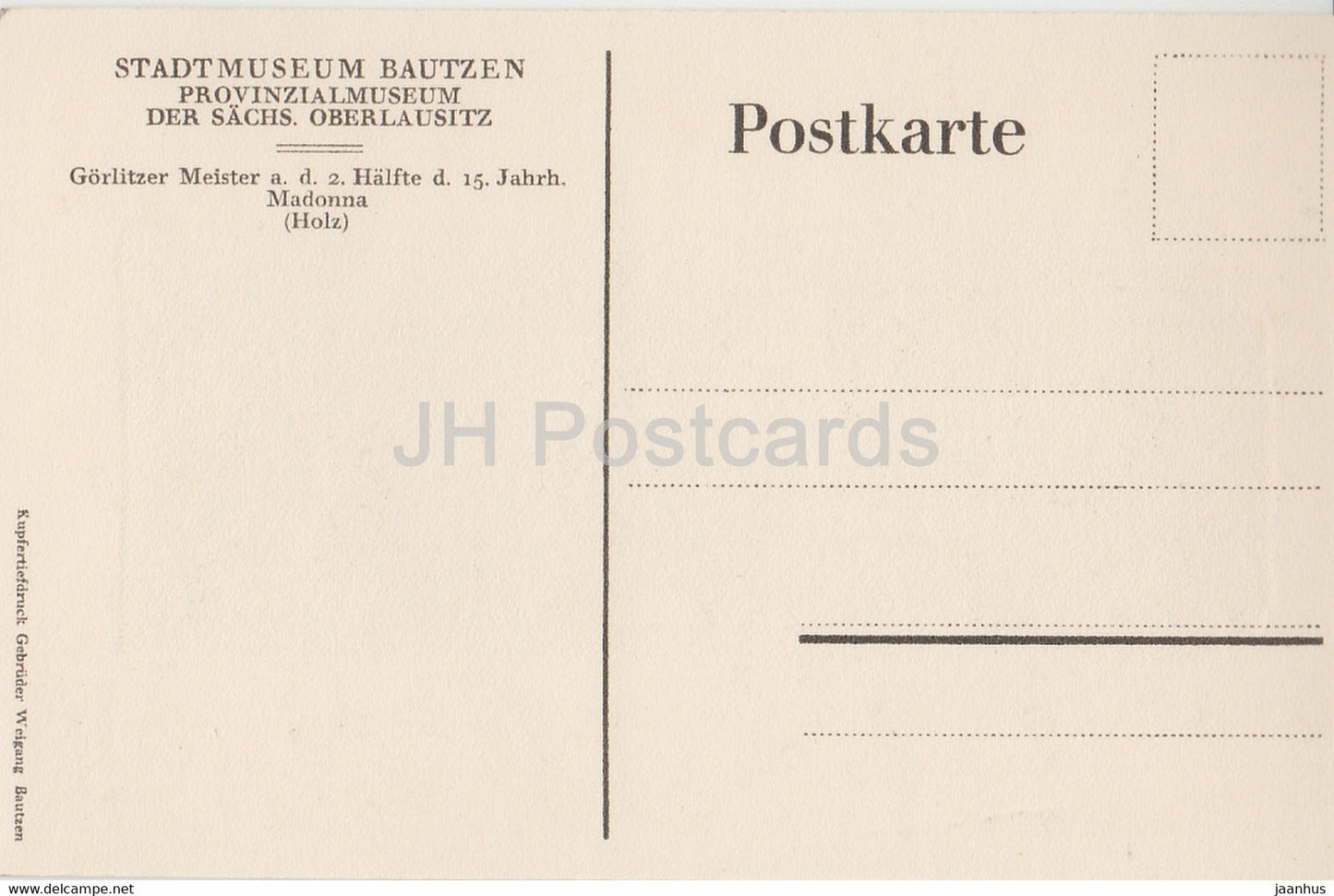 Stadtmuseum Bautzen - Gorlitzer Meister - Madonna - Holz - old postcard - Germany - unused